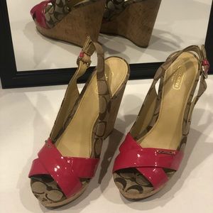 Coach Pink & Brown Platforms Size 8.5